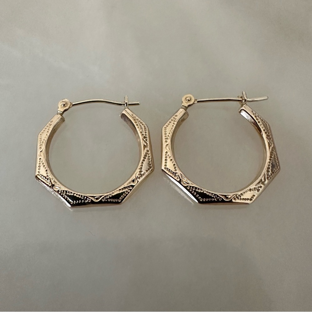 14k Solid Gold Hoop Earrings - Picture 7 of 16